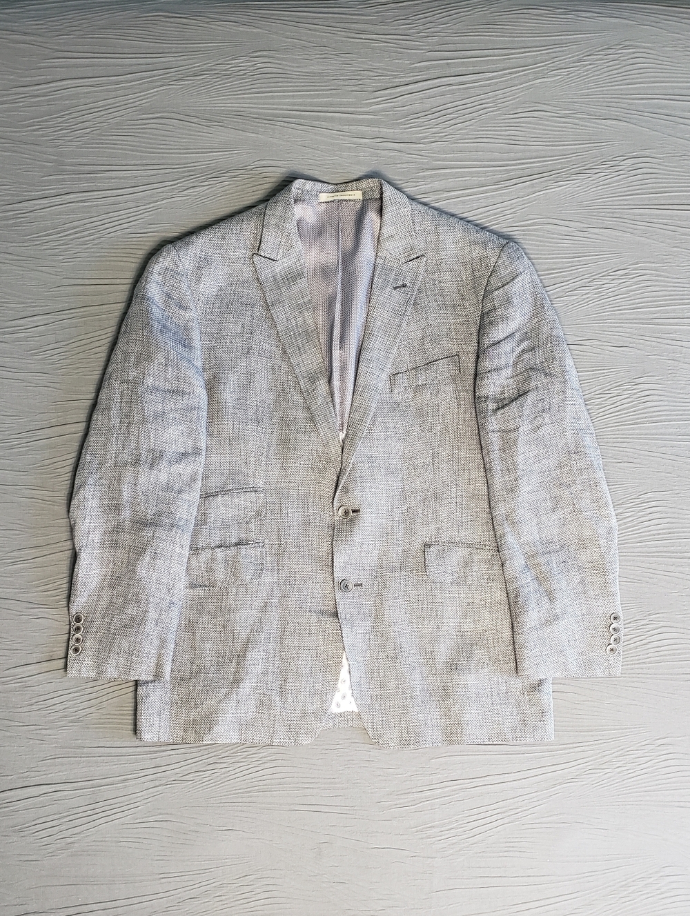 NWOT! JOE Joseph Abboud Men's Linen Slim Fit Paisly/Dot Lined Blazer (44R) Gray